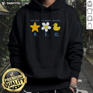 Hot motivate celebrate educate P.E.O. hoodie in vibrant colors, perfect for promoting teamwork and education.