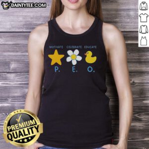 Hot motivate celebrate educate P.E.O. tank top in vibrant colors, perfect for workouts and motivational events.