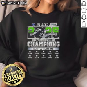 Hot Seattle Seahawks NFC West Division Champions 1 Seed Sweatshirt showcasing team pride and vibrant colors.
