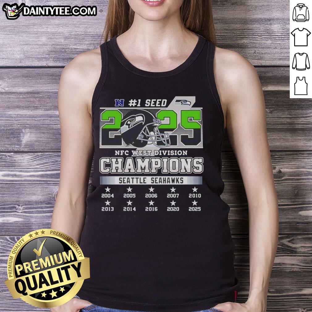 Alt Text: Stylish Hot Seattle Seahawks NFC West Division Champions 1 Seed tank top, perfect for fans showing team pride.