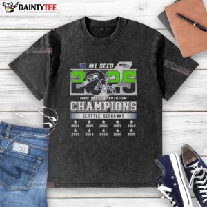 Hot Seattle Seahawks NFC West Division Champions 1 Seed Washed T-Shirt showcasing team pride and vibrant colors.