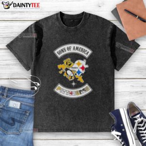 Hot Son of America Pittsburgh Map Sports Logos Combine Washed T-Shirt showcasing vibrant graphics and sporty style.