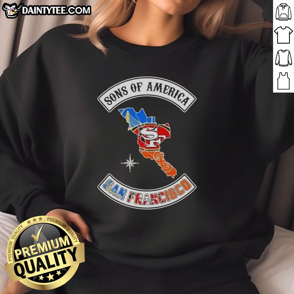 Hot Son of America San Francisco Map Sports Logos Combine Sweatshirt showcasing unique design and vibrant colors.