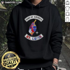 Hot Son of America St. Louis Map Sports Logos Combine Hoodie showcasing vibrant city map and team logos in stylish design.