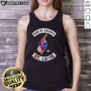 Alt Text: Hot Son of America St. Louis Map Sports Logos Combine Tank Top featuring a vibrant design of local sports teams.