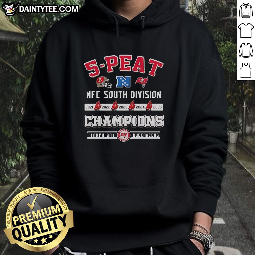 Hot Tampa Bay Buccaneers 5-Peat Champions NFC South Division 2025 Back 2 Back Hoodie showcasing team pride and style.