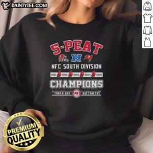 Alt Text: Hot Tampa Bay Buccaneers 5-Peat Champions NFC South Division 2025 Back-to-Back Sweatshirt showcasing team pride.
