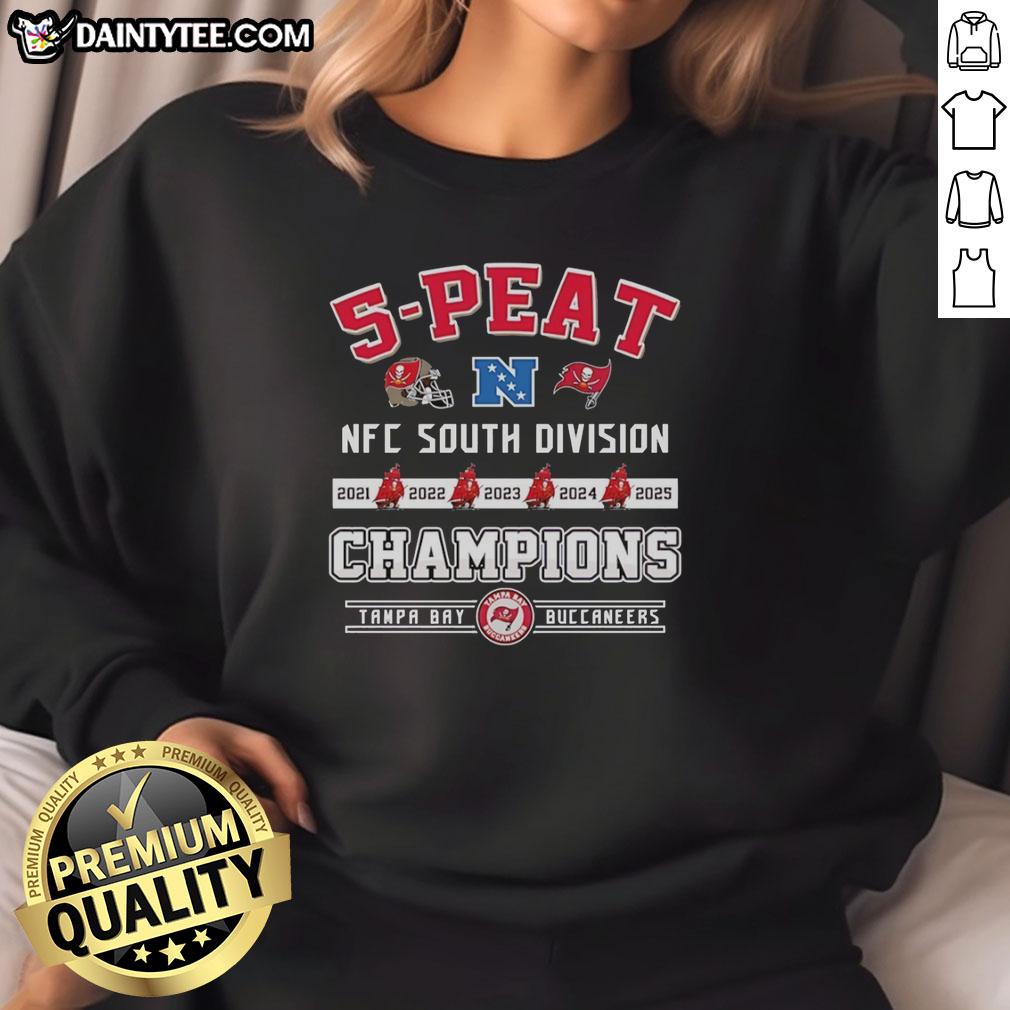 Alt Text: Hot Tampa Bay Buccaneers 5-Peat Champions NFC South Division 2025 Back-to-Back Sweatshirt showcasing team pride.