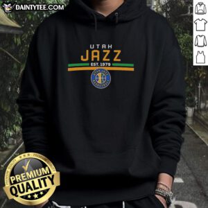 Hot Utah Jazz Est 1979 logo hoodie featuring vibrant colors and stylish design for basketball fans.