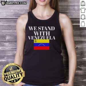 Hot We Stand With Venezuela flag tank top showcasing vibrant colors and bold design for supporters of Venezuela.