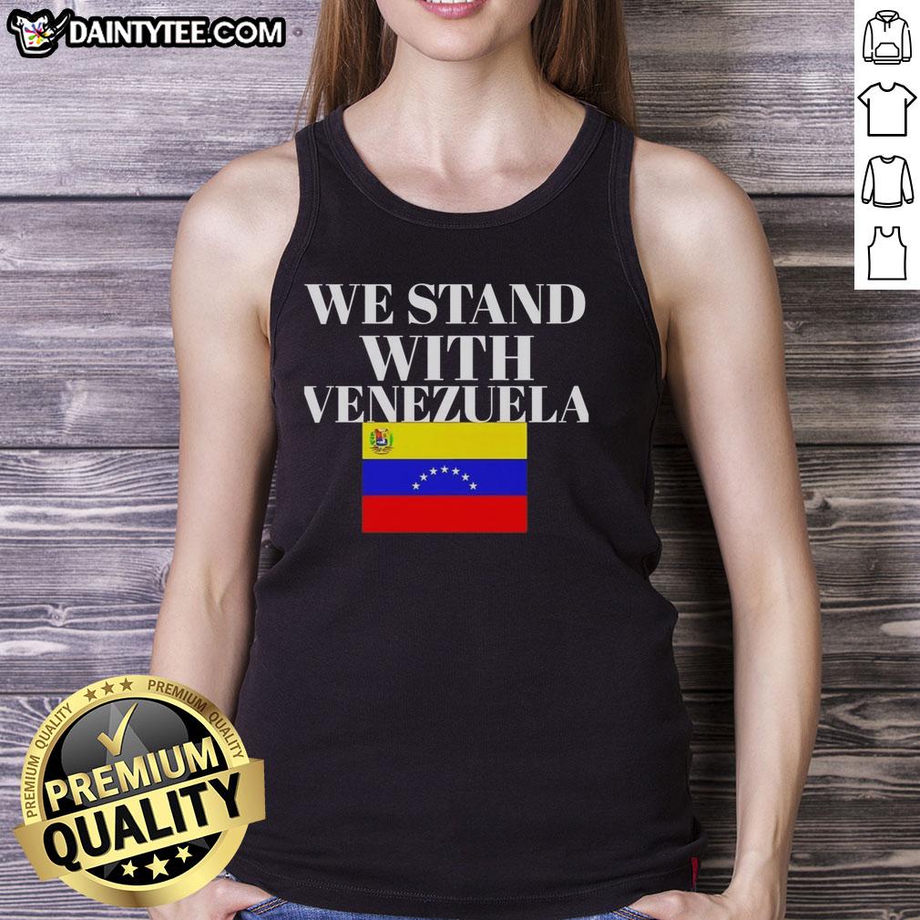 Hot We Stand With Venezuela flag tank top showcasing vibrant colors and bold design for supporters of Venezuela.