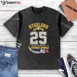 2025 AFC North Division Champions Pittsburgh Steelers All Signatures Washed T-Shirt showcasing team pride and player autographs.