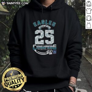 Alt Text: Philadelphia Eagles NFC East Division Champions hoodie with signatures, celebrating the 2025 victory.