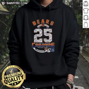 Alt Text: Chicago Bears NFC North Division Champions hoodie featuring signatures, celebrating the 2025 victory.