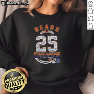 Chicago Bears NFC North Division Champions sweatshirt featuring signatures, celebrating their victory in 2025.