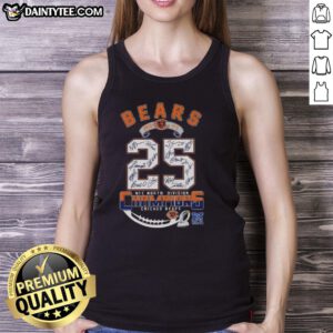 Chicago Bears NFC North Division Champions 2025 tank top featuring all signatures, celebrating team pride and victory.