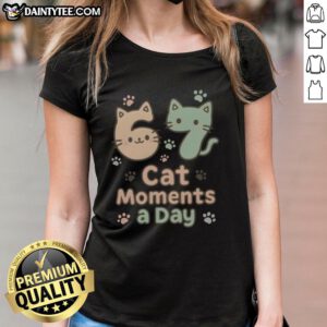 Alt Text: Cute cat moments on a ladies tee featuring 'Nice 67 Cat Moments a Day' design, perfect for cat lovers.