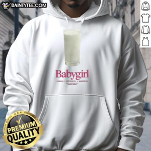 Cute baby girl wearing a Nice Babygirl hoodie featuring Kidman, Dickinson, and Banderas designs, perfect for stylish kids.