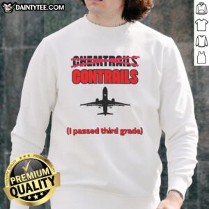 Silhouette of an airplane with chemtrails and contrails on a stylish sweatshirt, perfect for third-grade science enthusiasts.