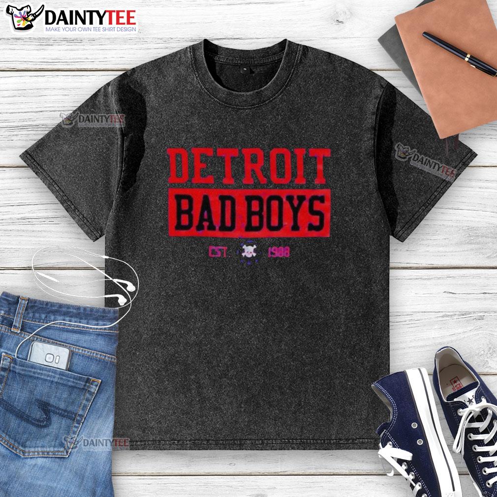 Nice Detroit Pistons Bad Boys Est 1988 washed t-shirt featuring vintage style and bold team graphics for fans.