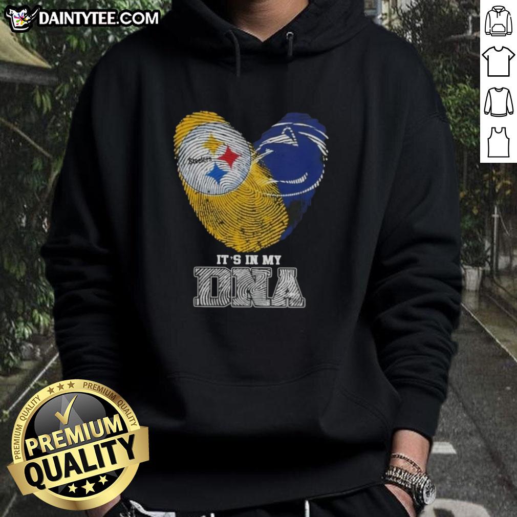 Pittsburgh Steelers X Penn State Nittany Lions hoodie with 'It's in My DNA' and fingerprint design.