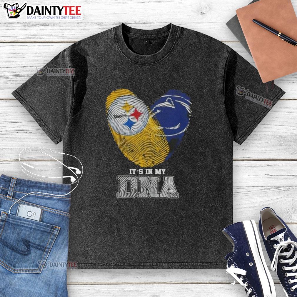 Nice Fingerprints Pittsburgh Steelers X Penn State Nittany Lions T-Shirt showcasing DNA design for sports fans.
