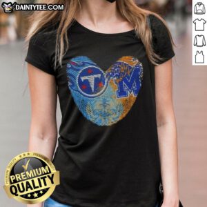 Nice Fingerprints Tennessee Titans X Memphis Tigers Its In My DNA ladies tee featuring vibrant team colors and stylish design.