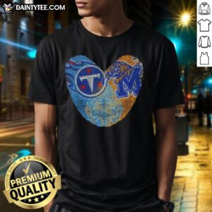 Nice Fingerprints Tennessee Titans X Memphis Tigers 'Its In My DNA' T-Shirt showcasing team pride and unique design.