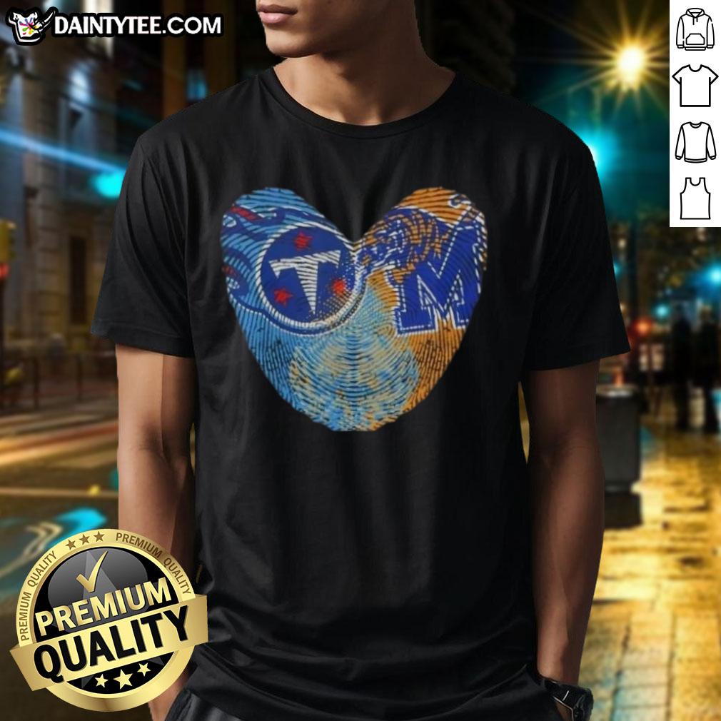 Nice Fingerprints Tennessee Titans X Memphis Tigers 'Its In My DNA' T-Shirt showcasing team pride and unique design.