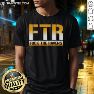 Nice Ftr Fck The Ravens Pittsburgh Steelers Football T-Shirt showcasing team spirit and rivalry in bold graphics.