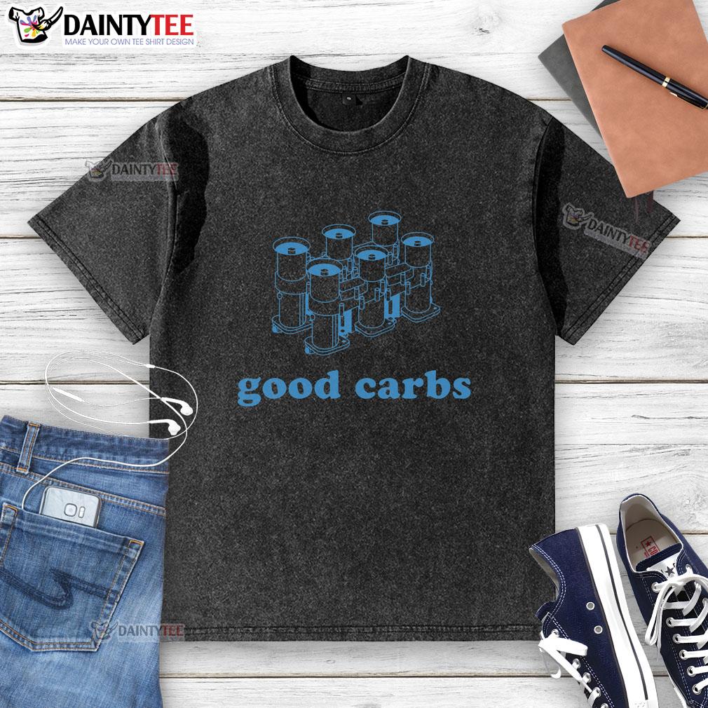 Nice Good Carbs Resolutions Six Navy Washed T-Shirt featuring a stylish design for health-conscious individuals.