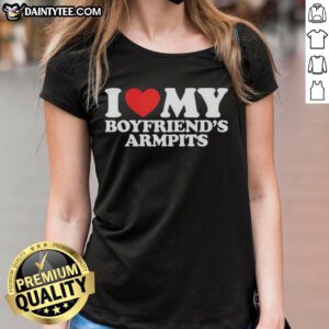 Nice I Love My Boyfriend's Armpits Red Heart Ladies Tee, featuring a playful design perfect for casual wear.