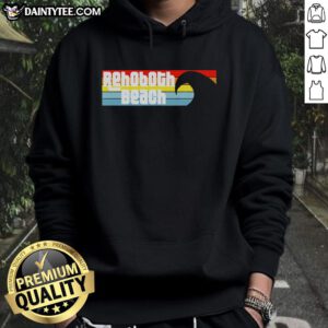 Cozy hoodie featuring 'I Love Rehoboth Beach Delaware' design with Atlantic waves, perfect for beach lovers.