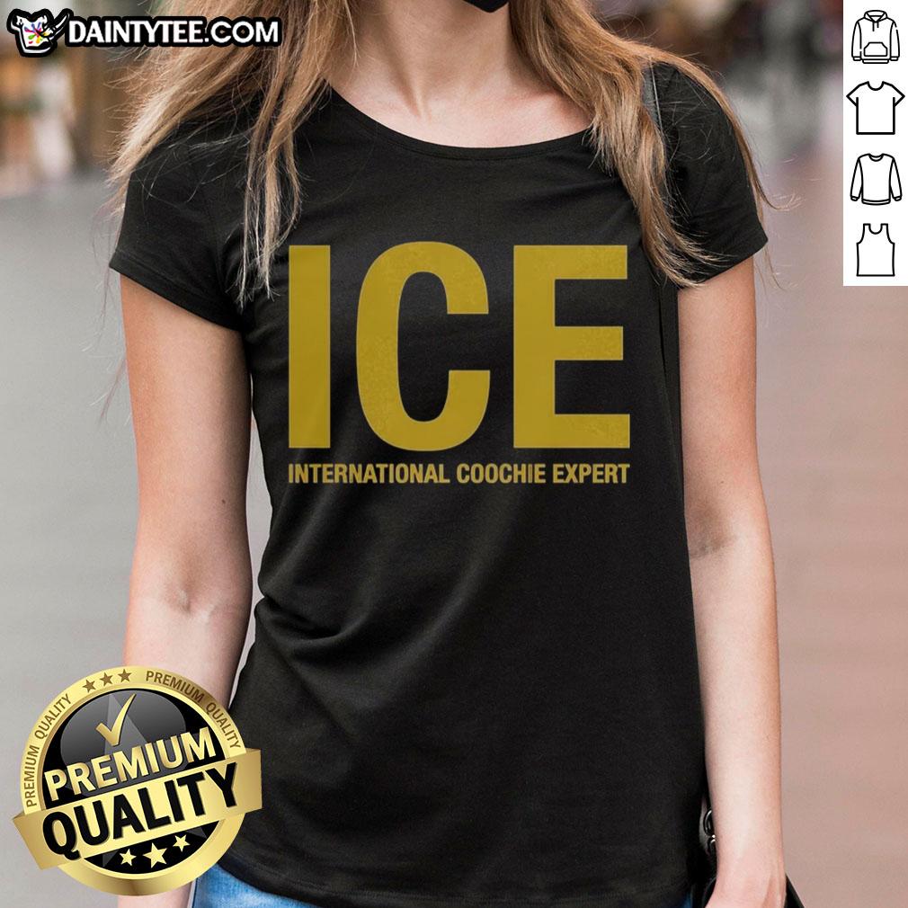 Nice ICE International Coochie Experts logo featured on a stylish ladies tee, perfect for casual wear.