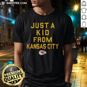 Nice Kansas City Chiefs Just A Kid From Kansas City T-Shirt featuring vibrant team colors and logo, perfect for fans.