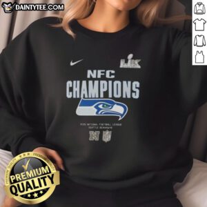 Nice Super Bowl LX Seattle Seahawks 2025 NFC Champions sweatshirt featuring team logo and vibrant colors.