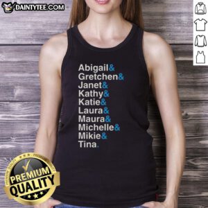 Official Abigail Gretchen Janet Kathy Katie tank top featuring vibrant colors and stylish design for summer wear.