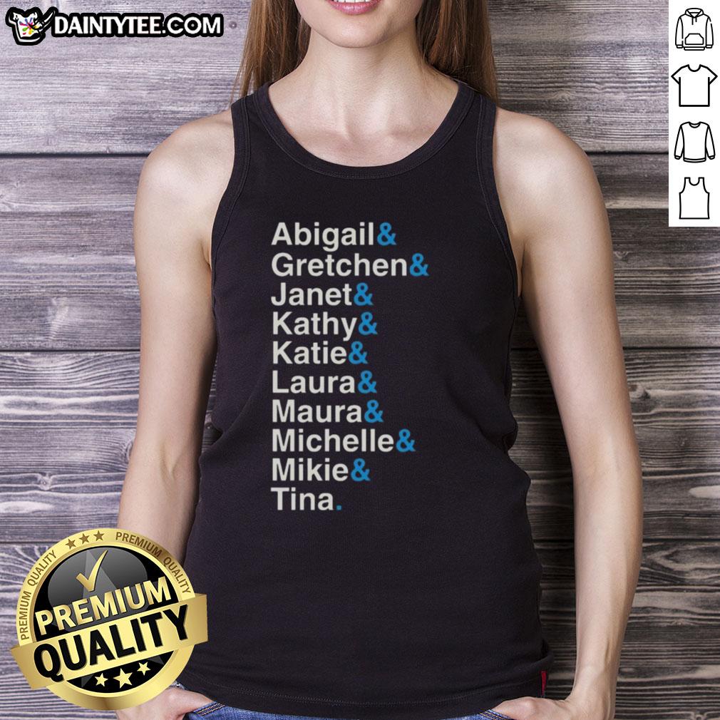 Official Abigail Gretchen Janet Kathy Katie tank top featuring vibrant colors and stylish design for summer wear.