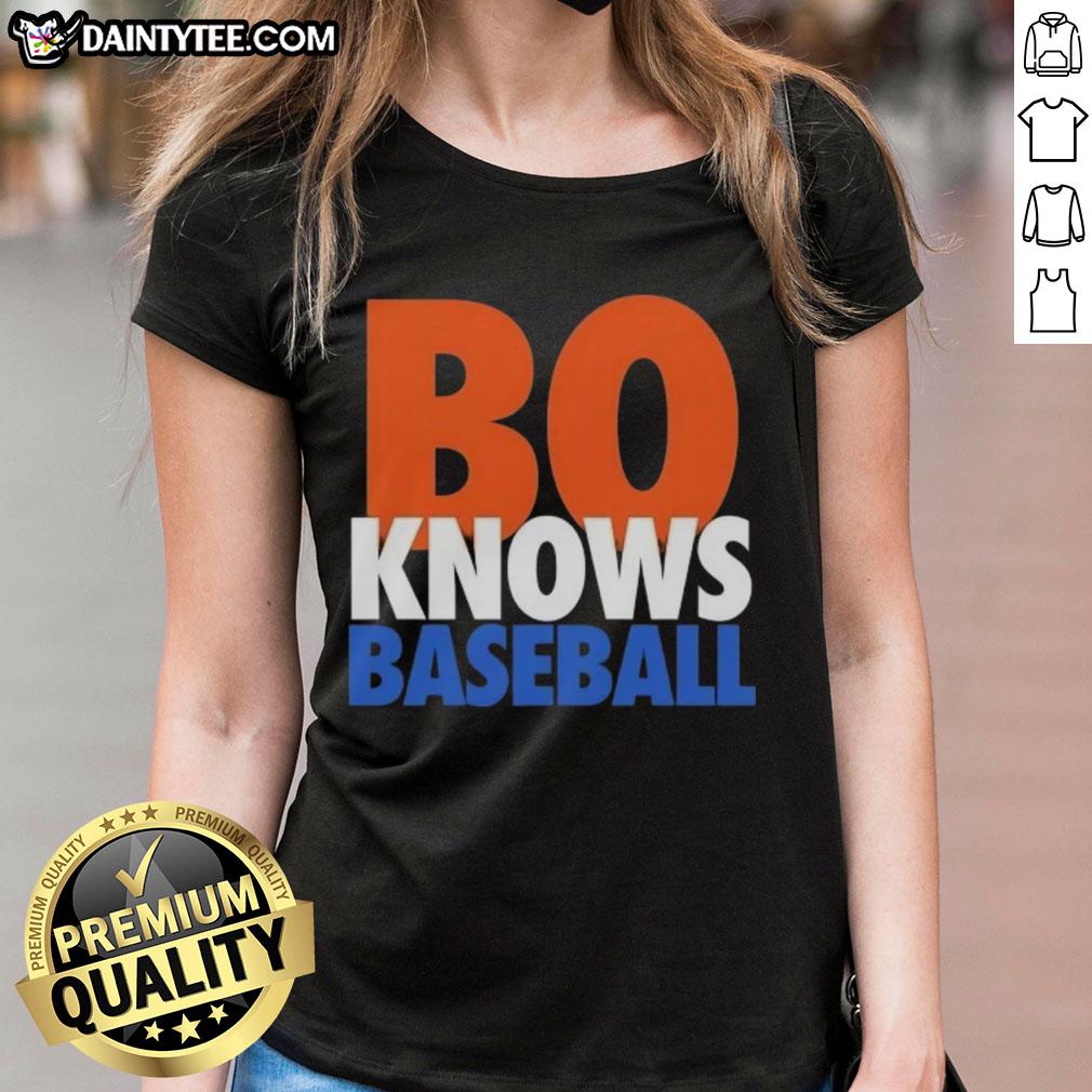 Official Bo Knows Baseball New York Mets Ladies Tee featuring vibrant team colors and stylish design for female fans.