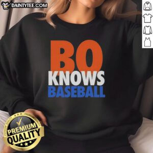 Alt Text: Official Bo Knows Baseball New York Mets sweatshirt featuring vibrant team colors and logo, perfect for fans.