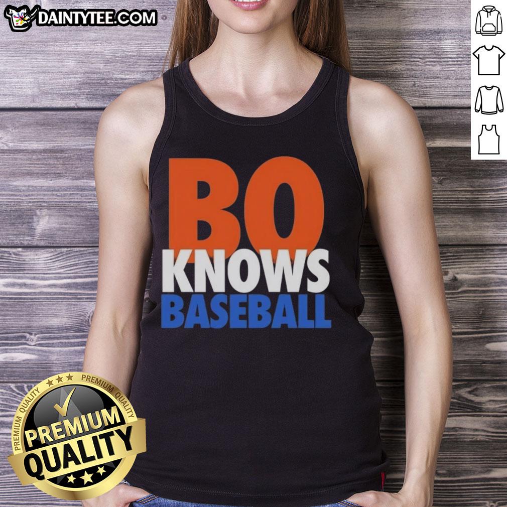 Official Bo Knows Baseball New York Mets tank top featuring team colors and logo, perfect for sports fans and summer wear.