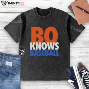 Official Bo Knows Baseball New York Mets washed t-shirt featuring vibrant team colors and logo for fans.