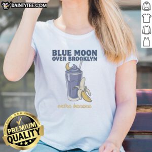 Official Christopher Grady and Scott Hunter Blue Moon Over Brooklyn Extra Banana Ladies Tee featuring vibrant design.