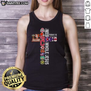 Ohio sports tank top featuring 'All I Need Today Is A Little Bit Of Ohio Sports And A Whole Lot Of Jesus' design.