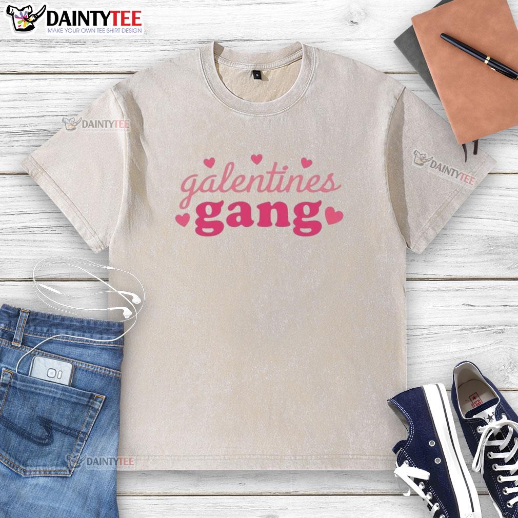 Official Galentines Gang Valentine's washed t-shirt featuring a fun design for celebrating friendship on Valentine's Day.