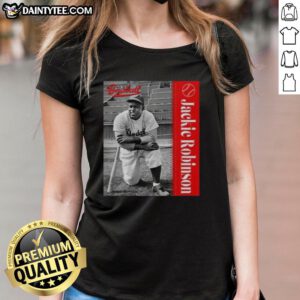Official Jackie Robinson Major League Baseball ladies tee featuring classic design and vibrant team colors.