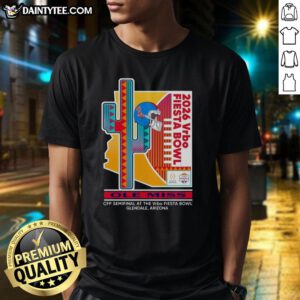 Official Ole Miss Rebels 2026 CFP Semifinal Vrbo Fiesta Bowl T-Shirt featuring team logo and vibrant colors.