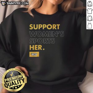Official Support Women's Sports Her Sweatshirt in navy blue, showcasing a stylish design for female athletes.