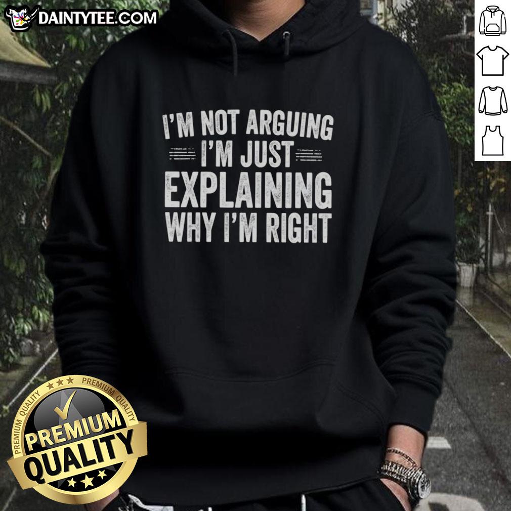Original I'm Not Arguing I'm Just Explaining Why I'm Right Engineer Hoodie in navy blue, perfect for engineers and tech enthusiasts.