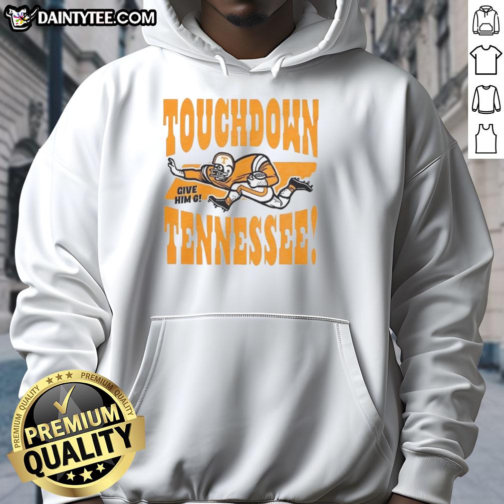 Vintage Tennessee Volunteers football hoodie featuring 'Give Him Six' design, perfect for fans celebrating touchdowns.